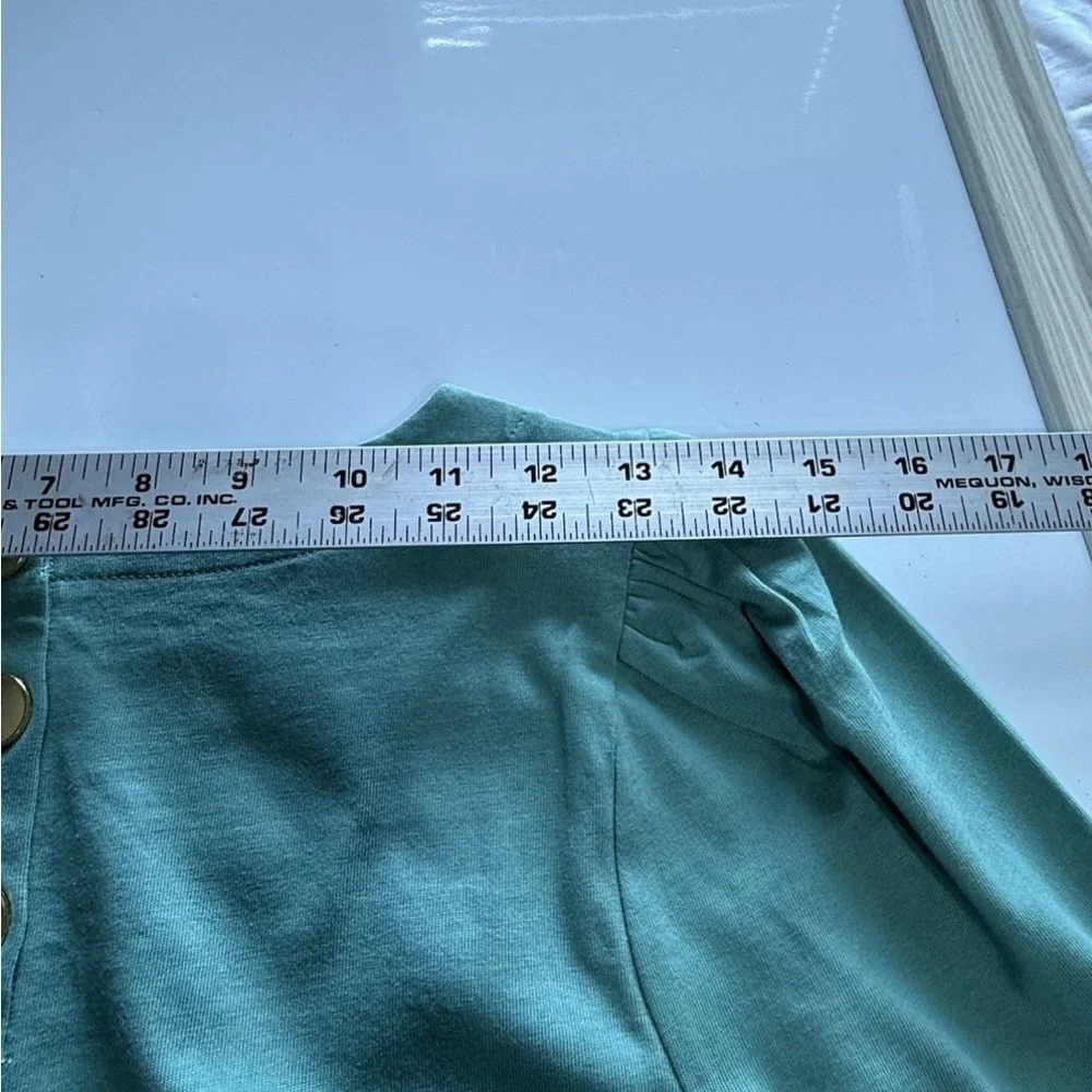 J Crew | 100% Cotton Green Puff-sleeve Button-Back Top | Size Small